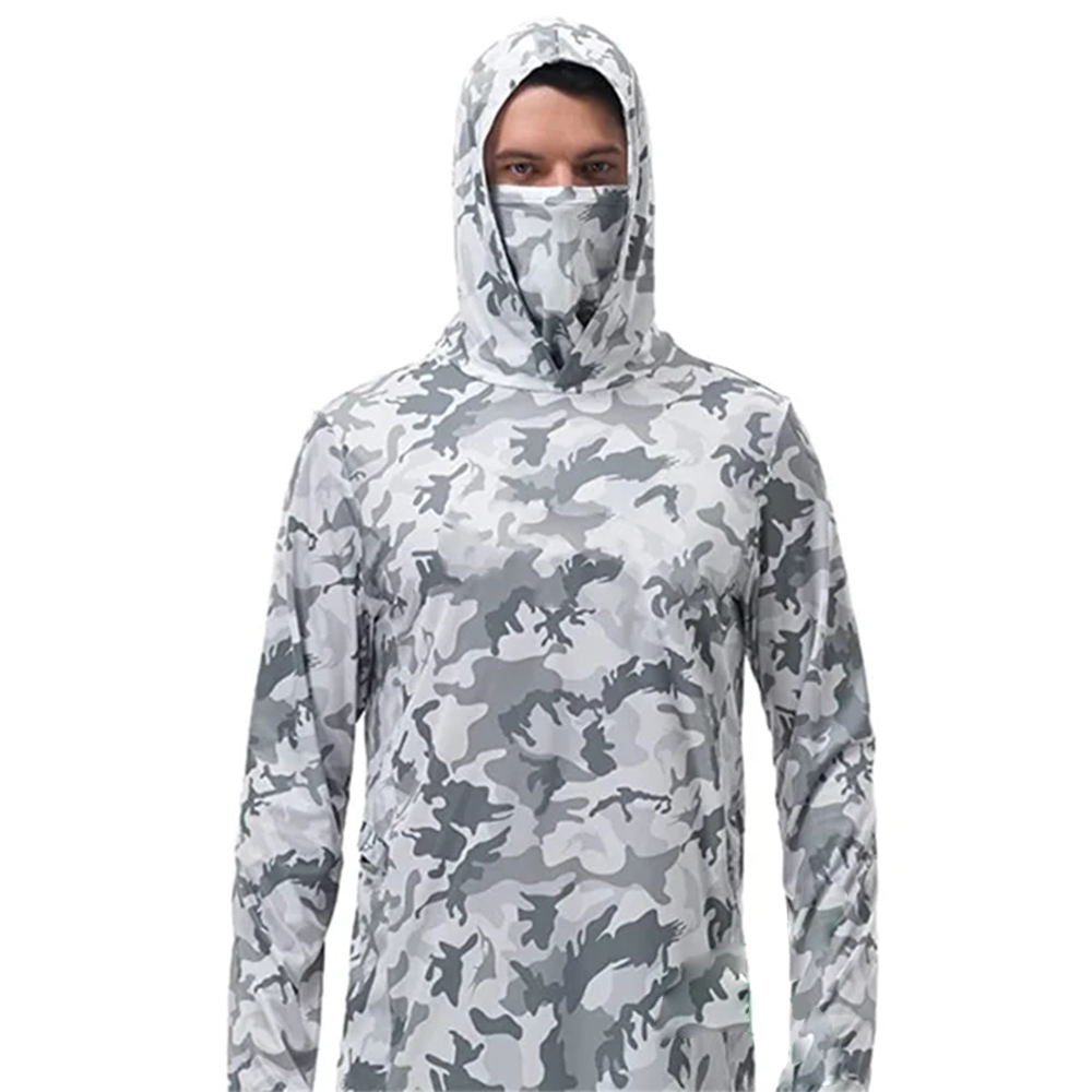 Fishing Hoodie - 夏用フィッシングパーカー メンズ ジャージー 迷彩柄 長袖 フィッシングシャツ