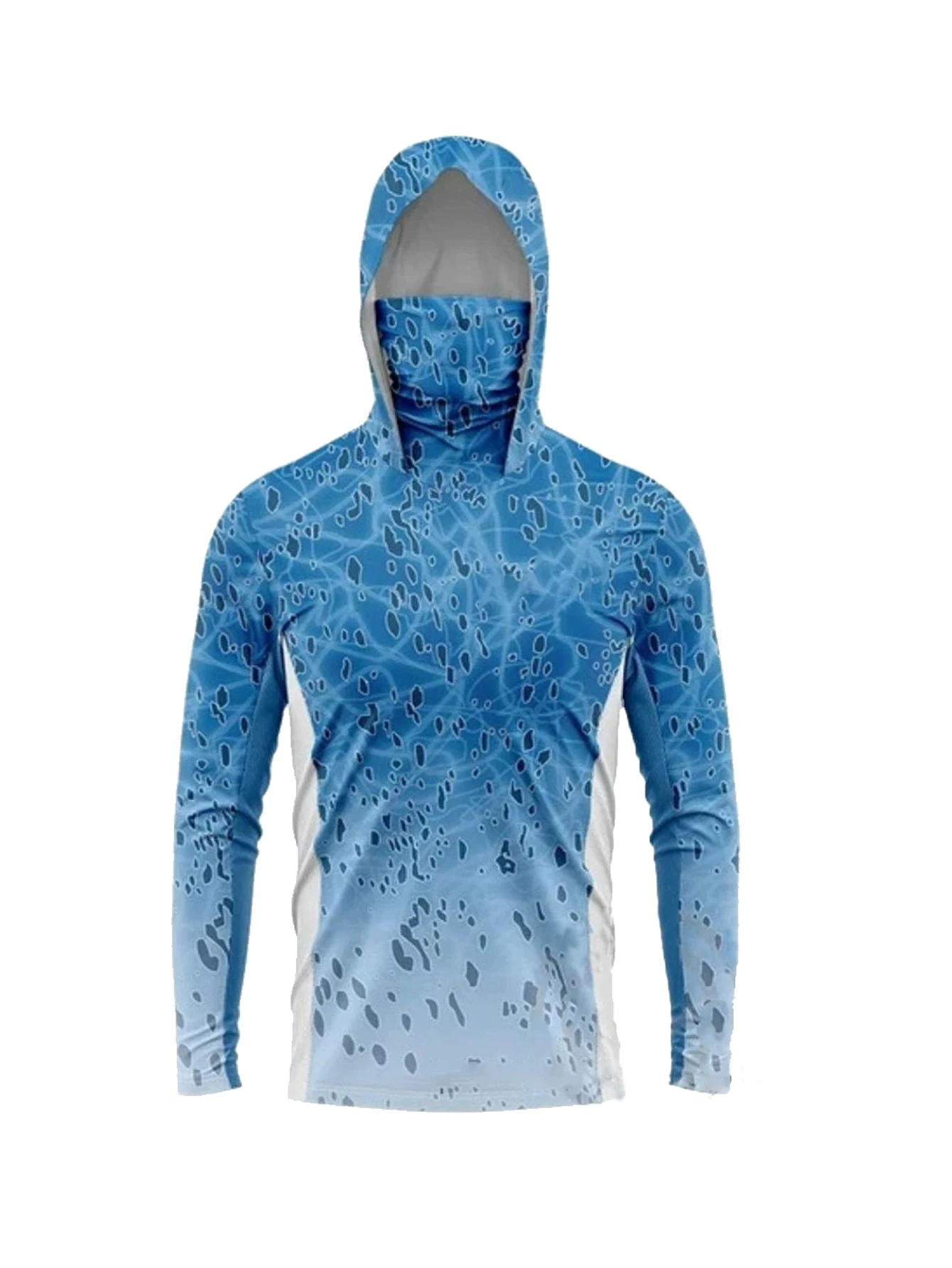 Fishing Mask Sun Protection - メンズ長袖フィッシングフーディーマスク、UVカット日焼け防止服、フィッシュシャツ、ハンティングフィッシュジャージ、UPF 50+