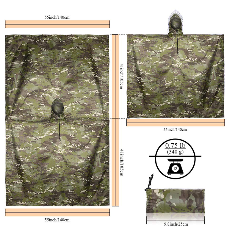 レインコート迷彩柄タクティカルポンチョPVC屋外サイクリング - Fishing Rain Suit のレビューと価格