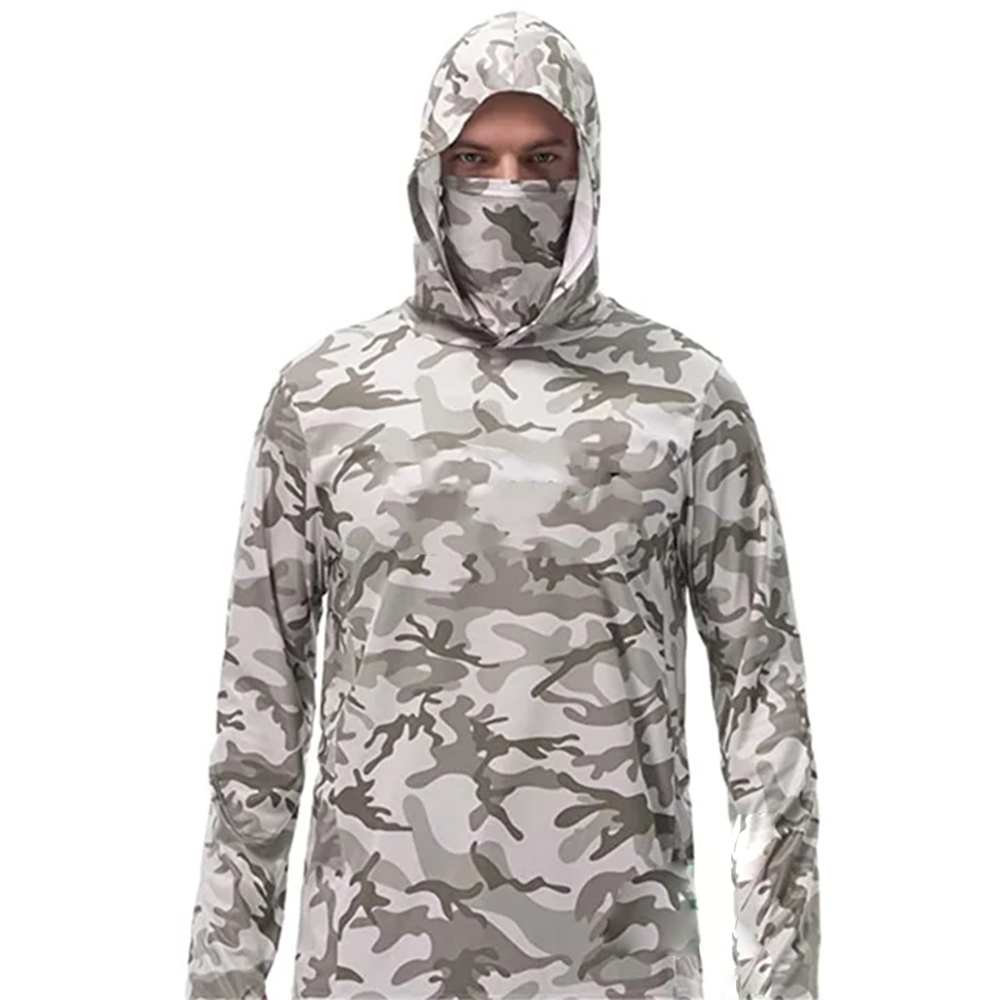 夏用フィッシングパーカー メンズ ジャージー 迷彩柄 長袖  - Fishing Hoodie のレビューと価格